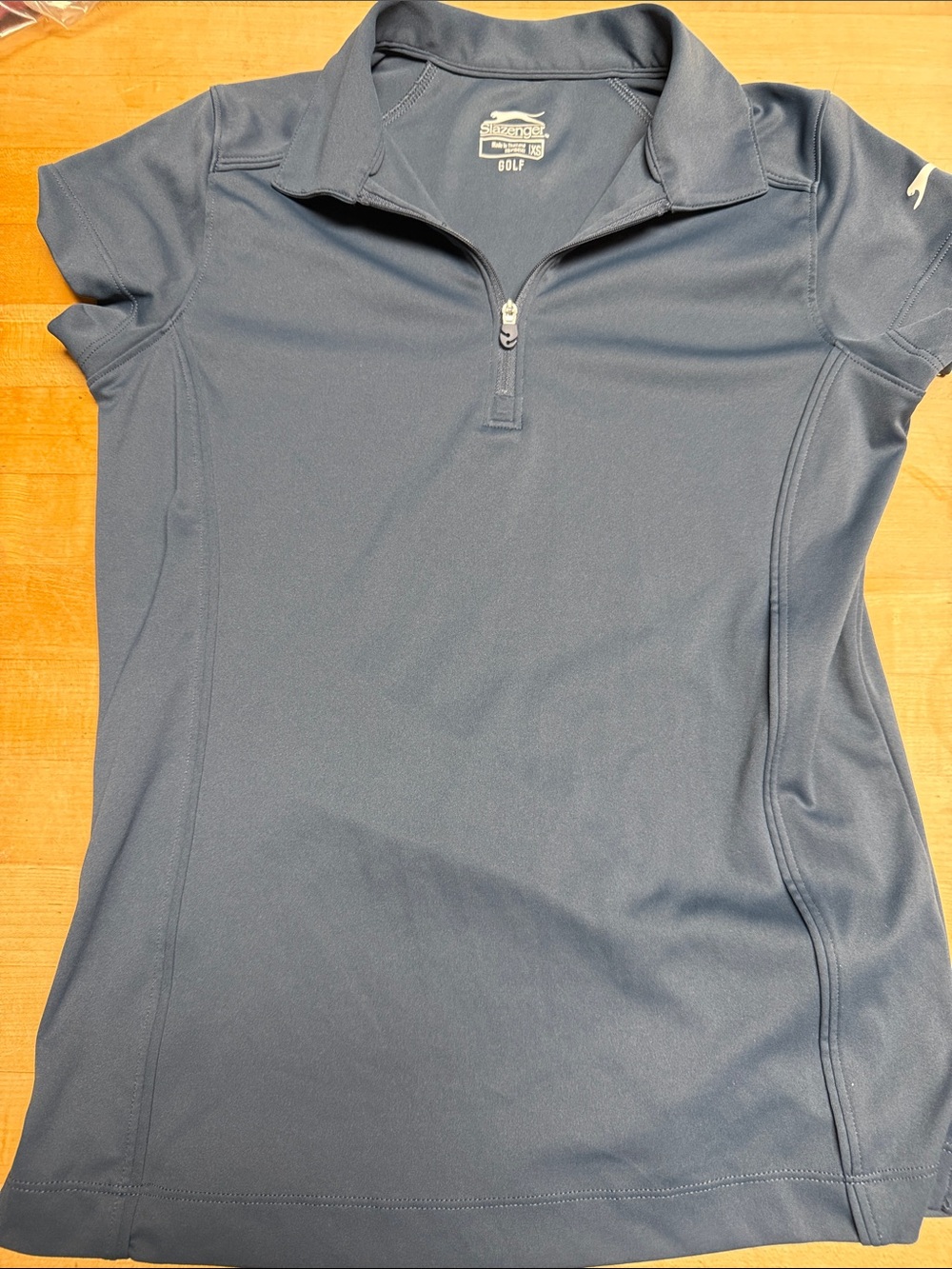 Slazenger Navy Blue Short-Sleeve Golf Polo with Half-Zip